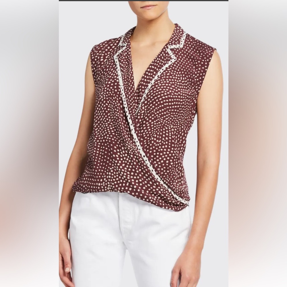 RAG & BONE
Dean Polka Dot-Print Sleeveless Wrap Top Small